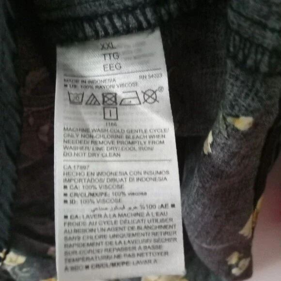 Old Navy XXL Top Black Yellow Floral Print Popover Shirt - Picture 8 of 13